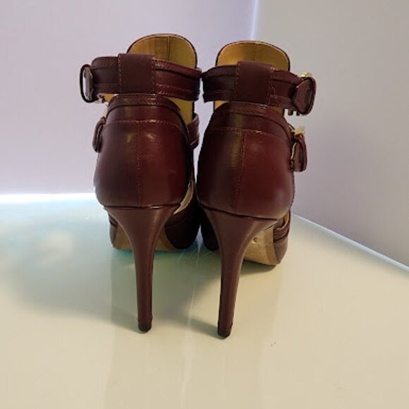 Michael Kors Burgundy Leather Ankle Booties - Picture 5 of 8